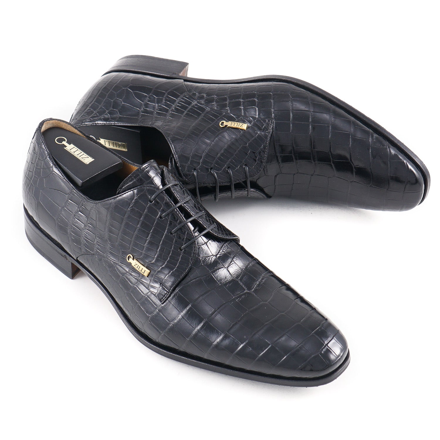 Zilli Python Shoes Zilli Black Full Crocodile Derby – Top Shelf Apparel