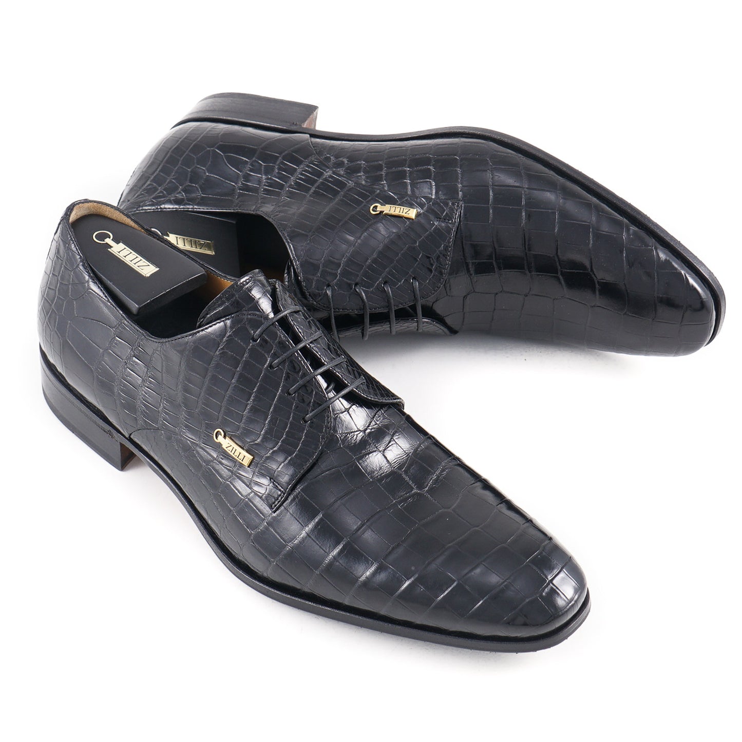 Zilli Black Full Crocodile Derby - Top Shelf Apparel