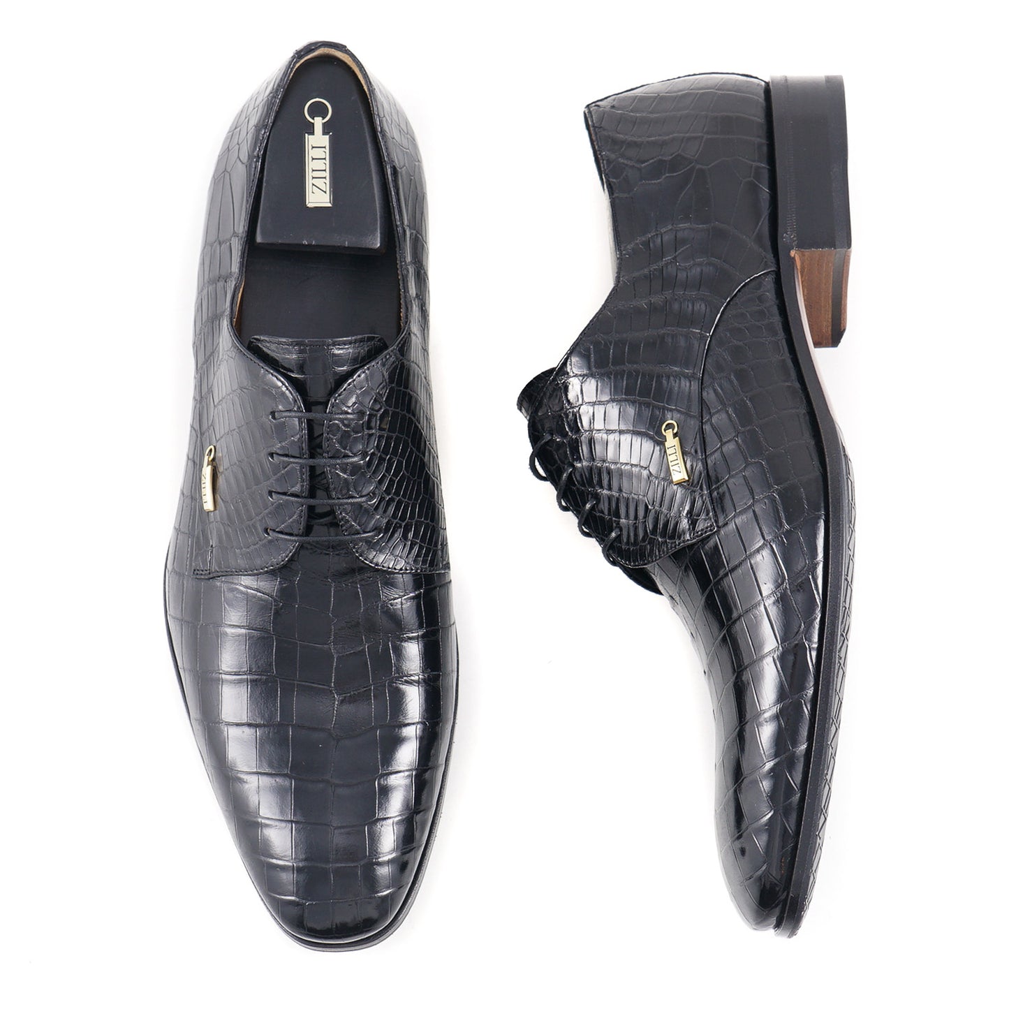 Zilli Black Full Crocodile Derby - Top Shelf Apparel