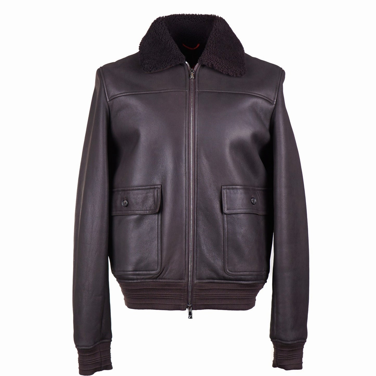 Isaia Shearling Leather Bomber Jacket - Top Shelf Apparel