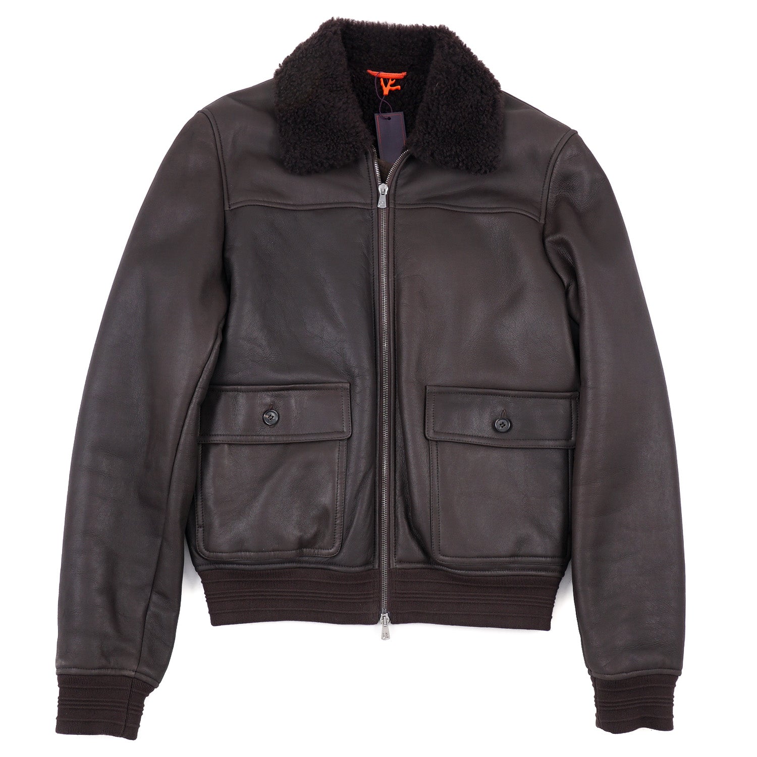 Isaia Shearling Leather Bomber Jacket - Top Shelf Apparel