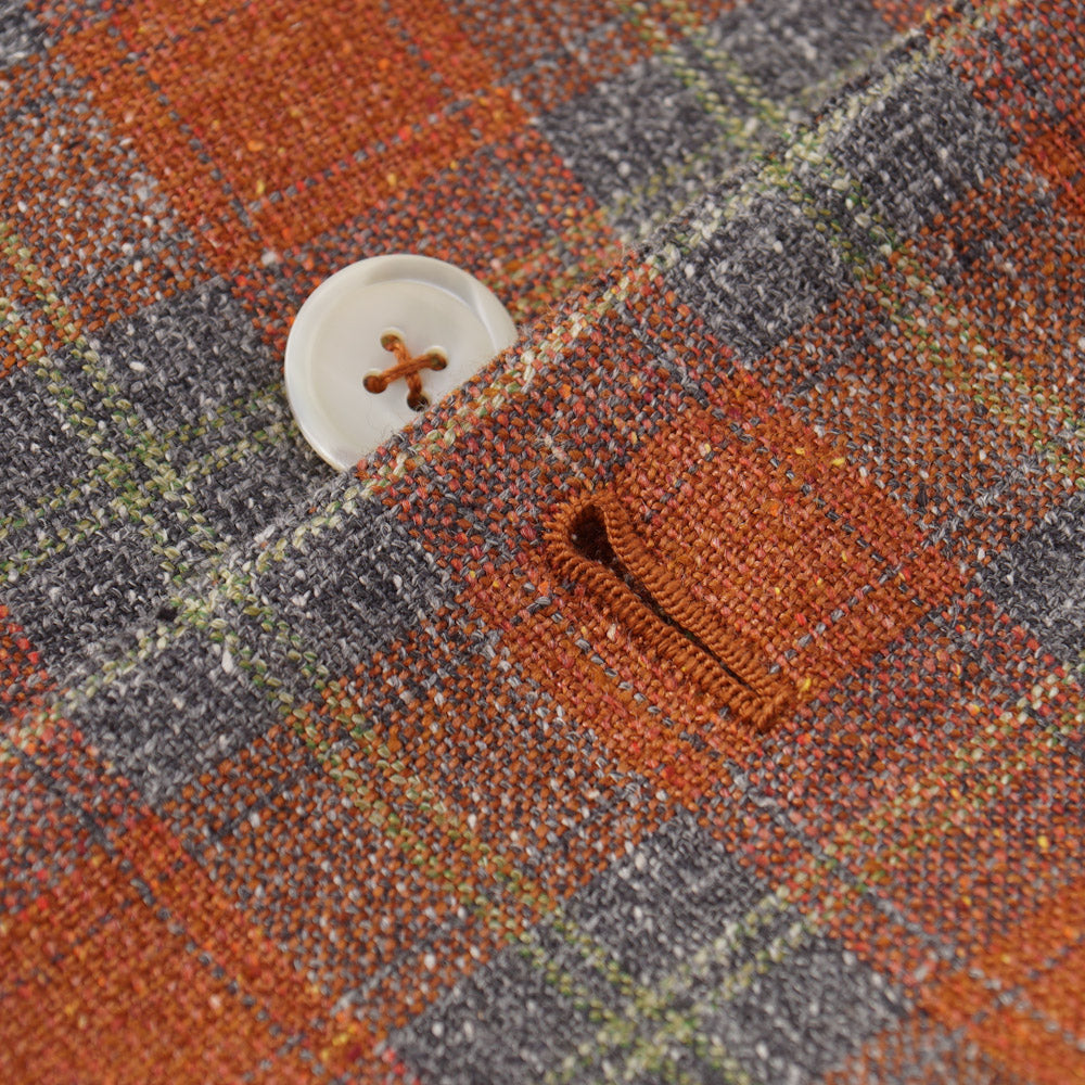 Isaia Orange Check Silk-Linen-Wool Sport Coat - Top Shelf Apparel