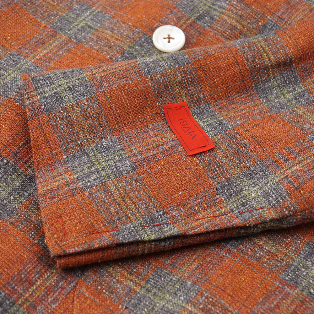 Isaia Orange Check Silk-Linen-Wool Sport Coat - Top Shelf Apparel