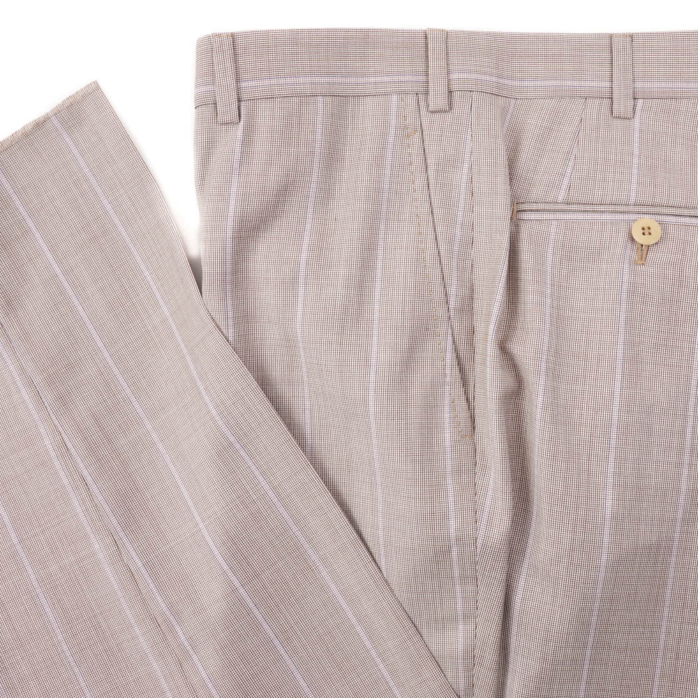 Isaia Light Brown and Lavender Striped Suit - Top Shelf Apparel