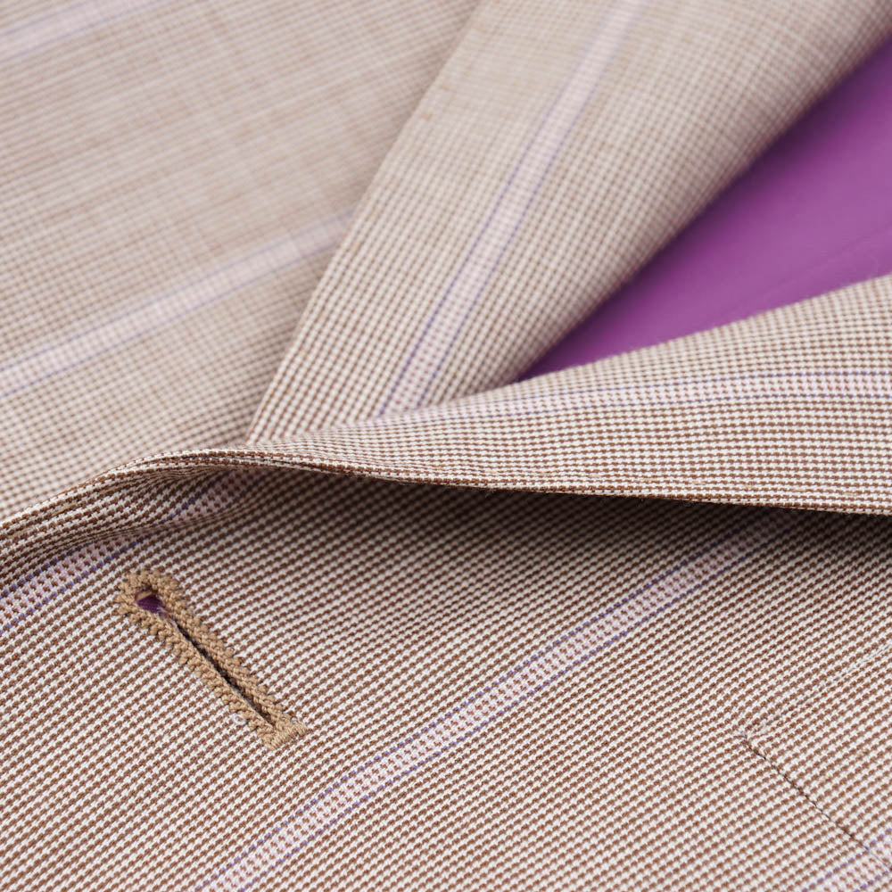 Isaia Light Brown and Lavender Striped Suit - Top Shelf Apparel