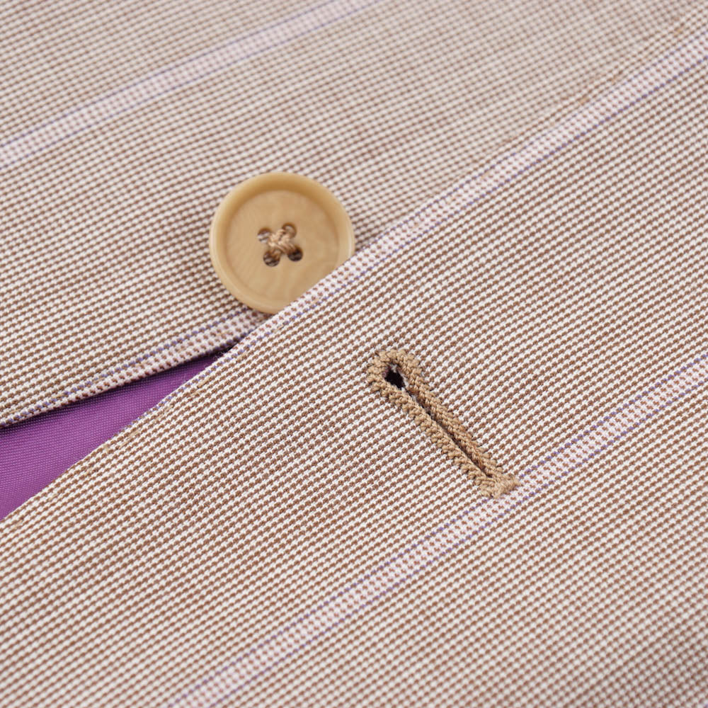 Isaia Light Brown and Lavender Striped Suit - Top Shelf Apparel