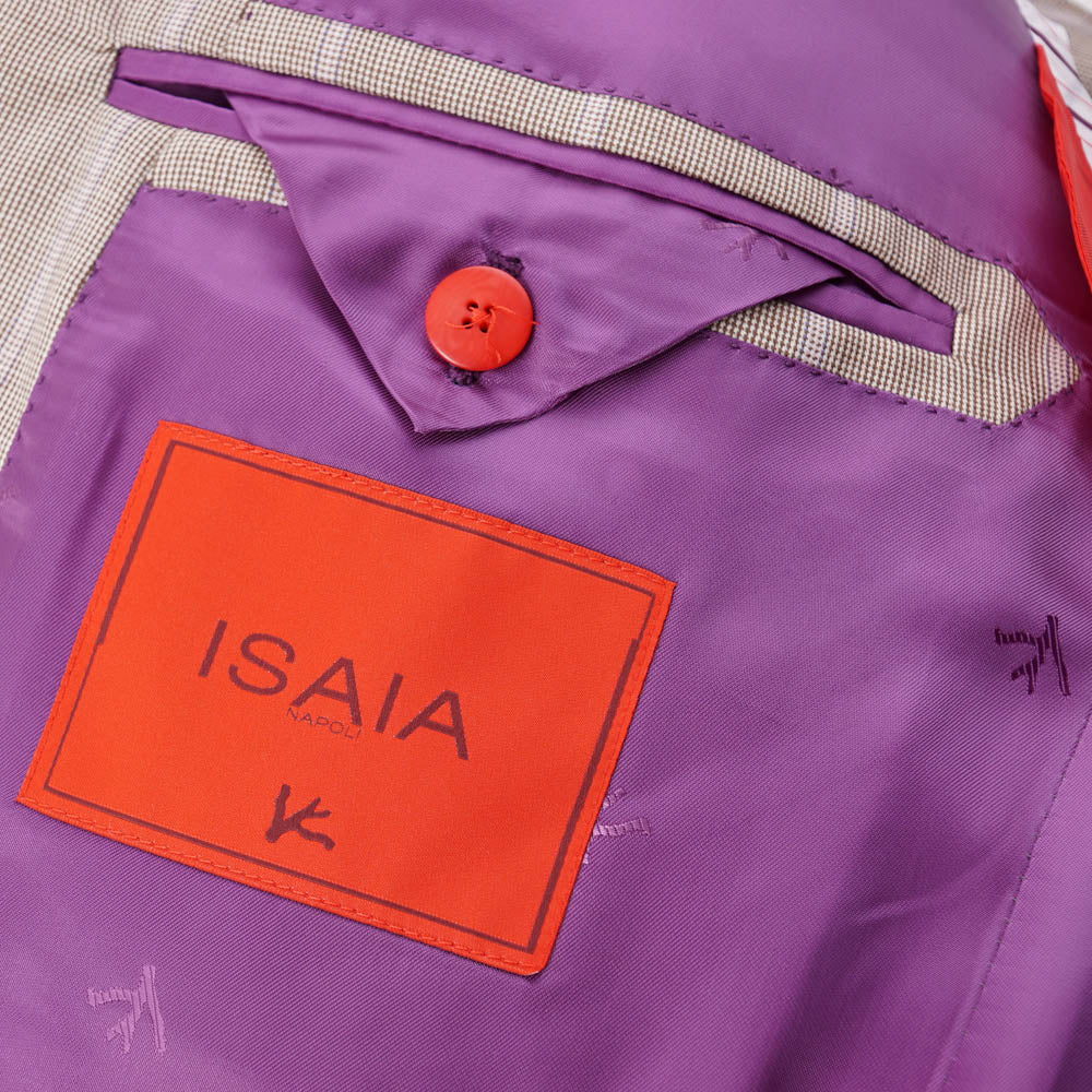 Isaia Light Brown and Lavender Striped Suit - Top Shelf Apparel