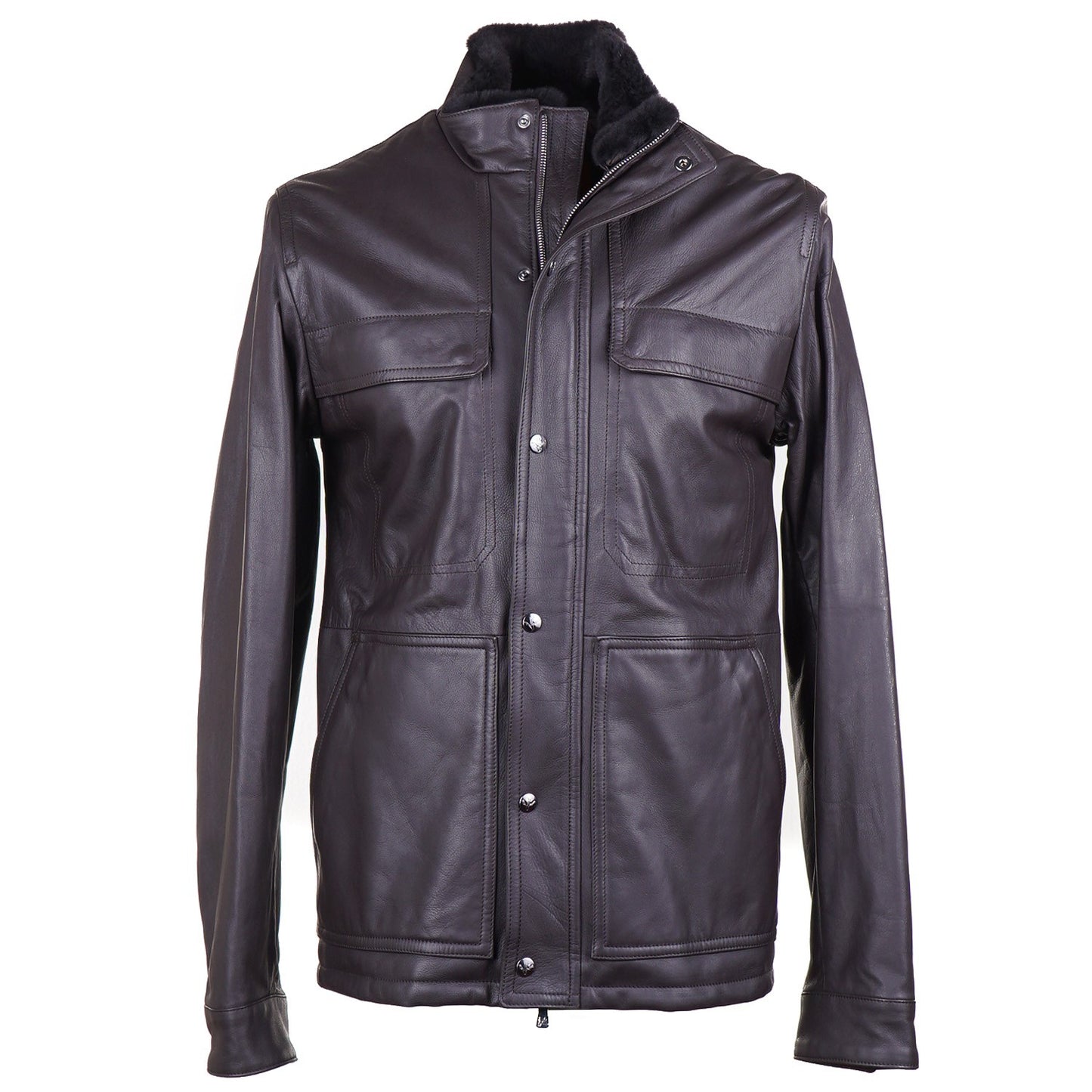 Isaia Leather Jacket with Fur Collar - Top Shelf Apparel