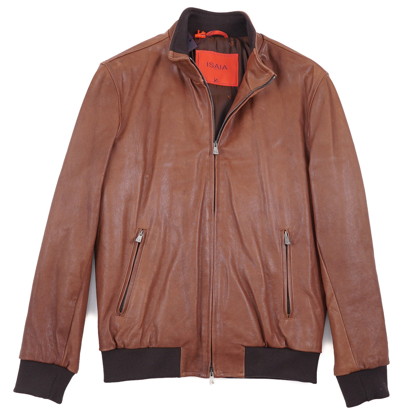 Isaia Lambskin Leather Bomber Jacket - Top Shelf Apparel