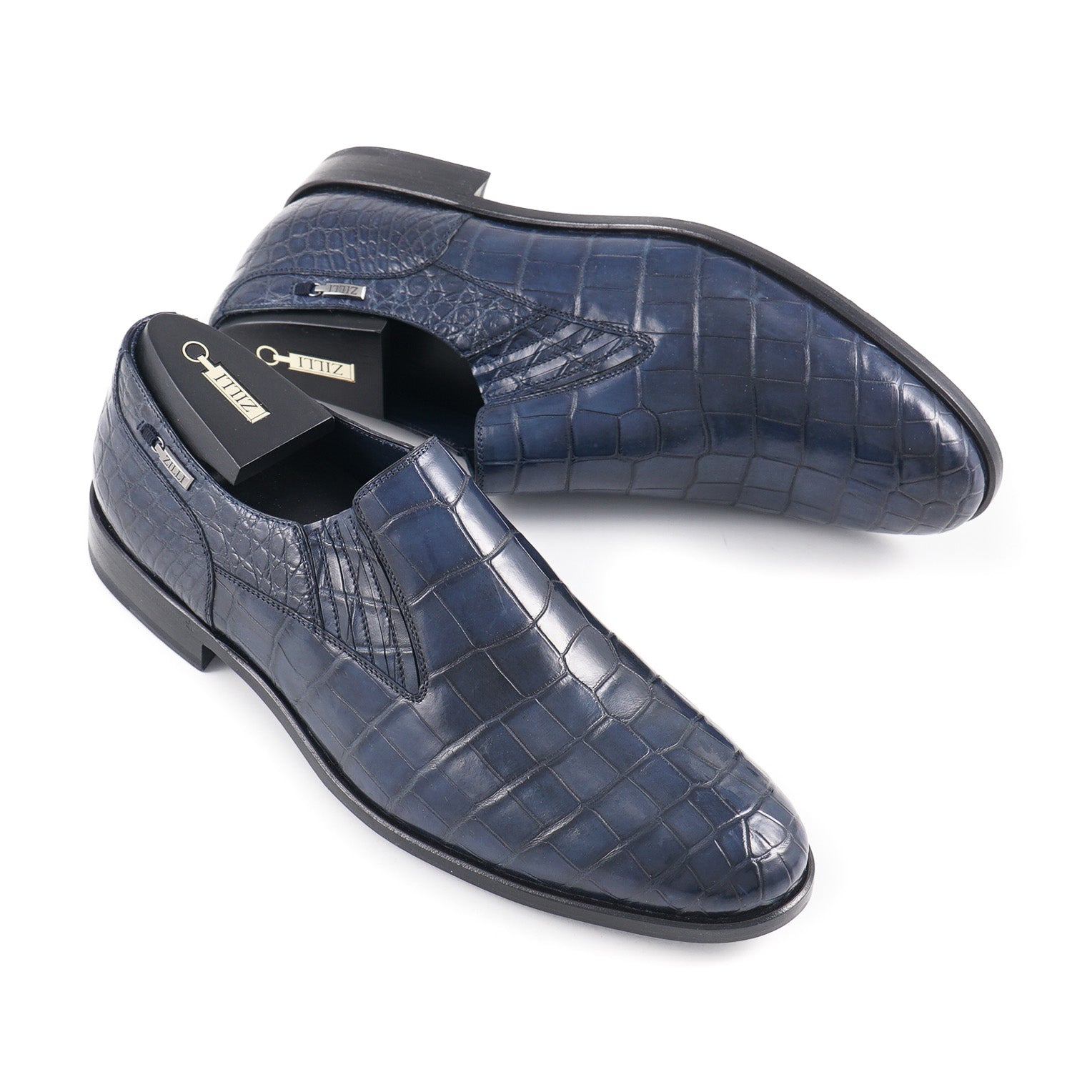 Zilli Navy Blue Full Crocodile Loafers - Top Shelf Apparel
