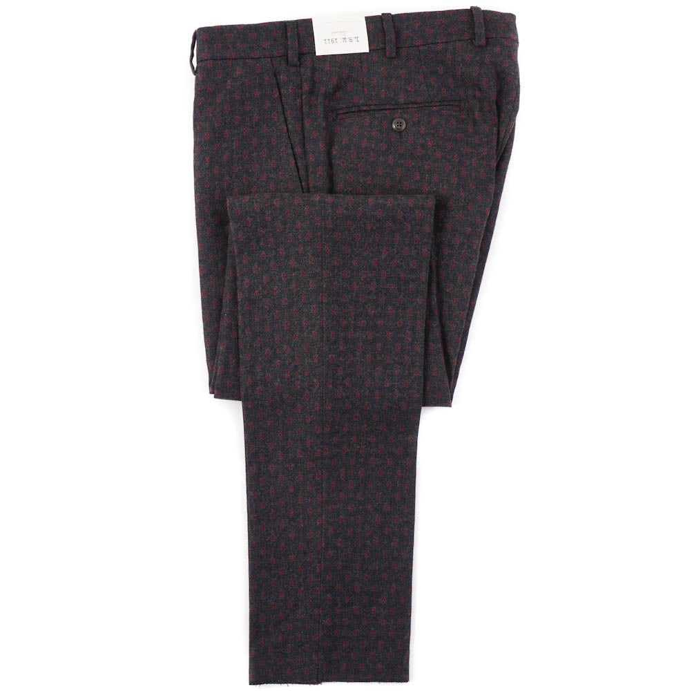 L.B.M. 1911 Gray-Burgundy Jacquard Wool Pants - Top Shelf Apparel