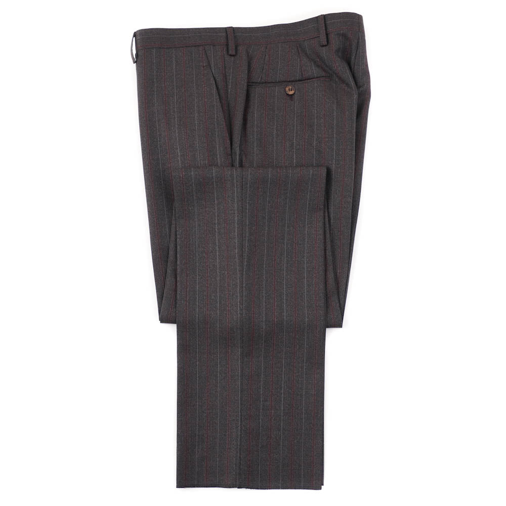 Kiton Brown and Burgundy Stripe Wool Suit - Top Shelf Apparel