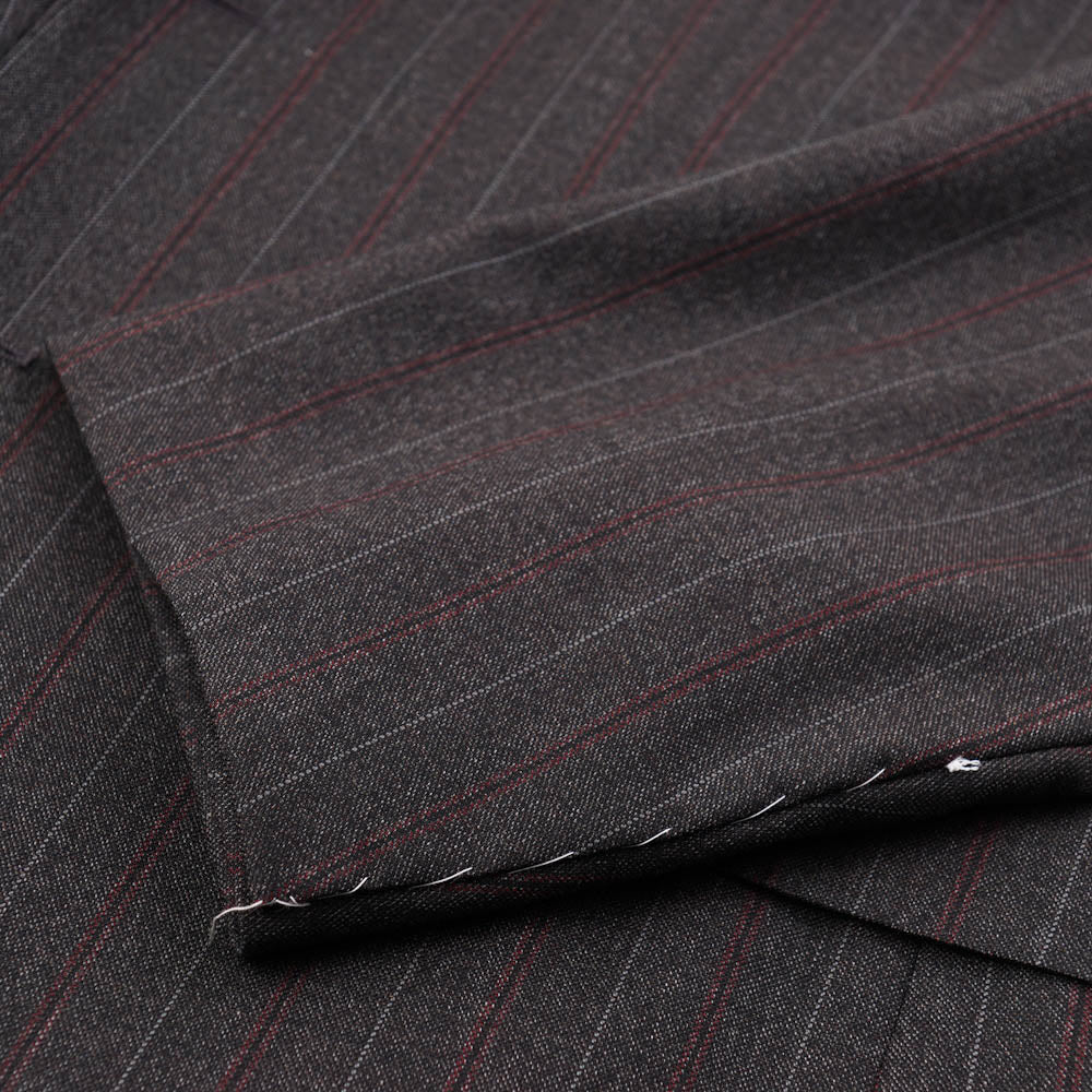 Kiton Brown and Burgundy Stripe Wool Suit - Top Shelf Apparel