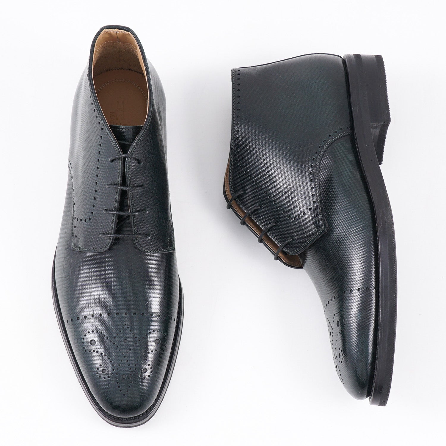 Kiton Saffiano Leather Ankle Boots - Top Shelf Apparel