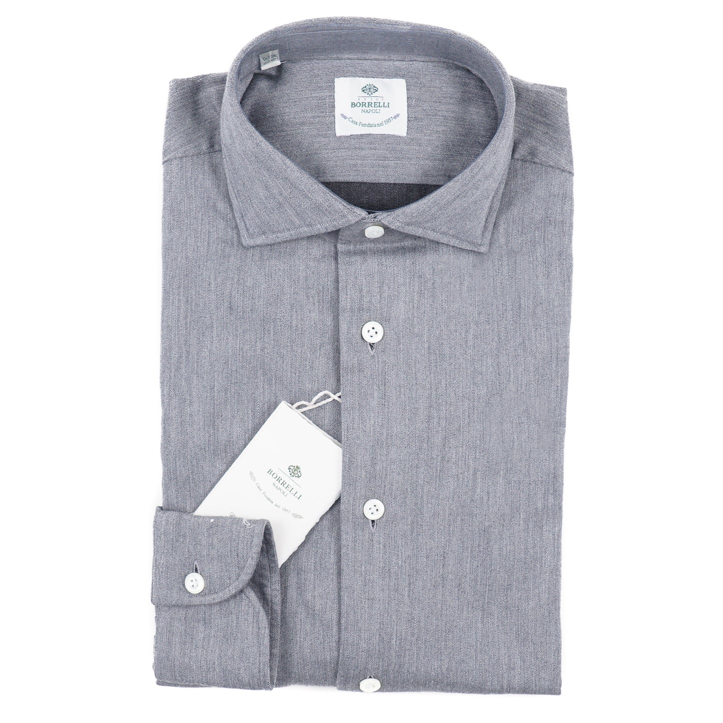 Luigi Borrelli Woven Gray Cotton Shirt - Top Shelf Apparel