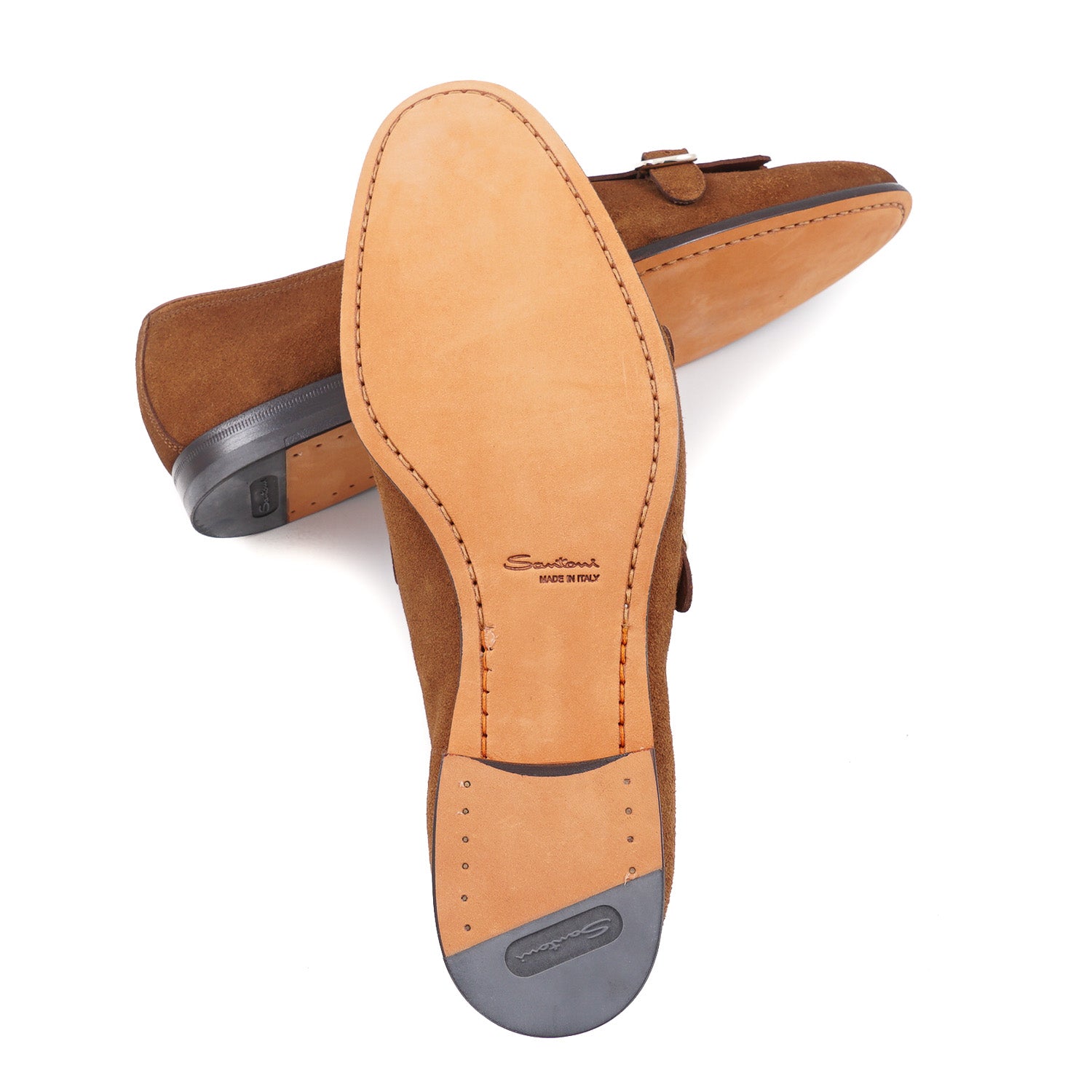 Santoni Suede Double-Buckle Loafers - Top Shelf Apparel