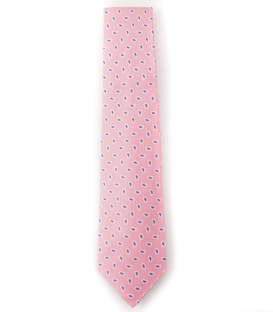 Isaia Pink and Blue Paisley 7-Fold Silk Tie - Top Shelf Apparel