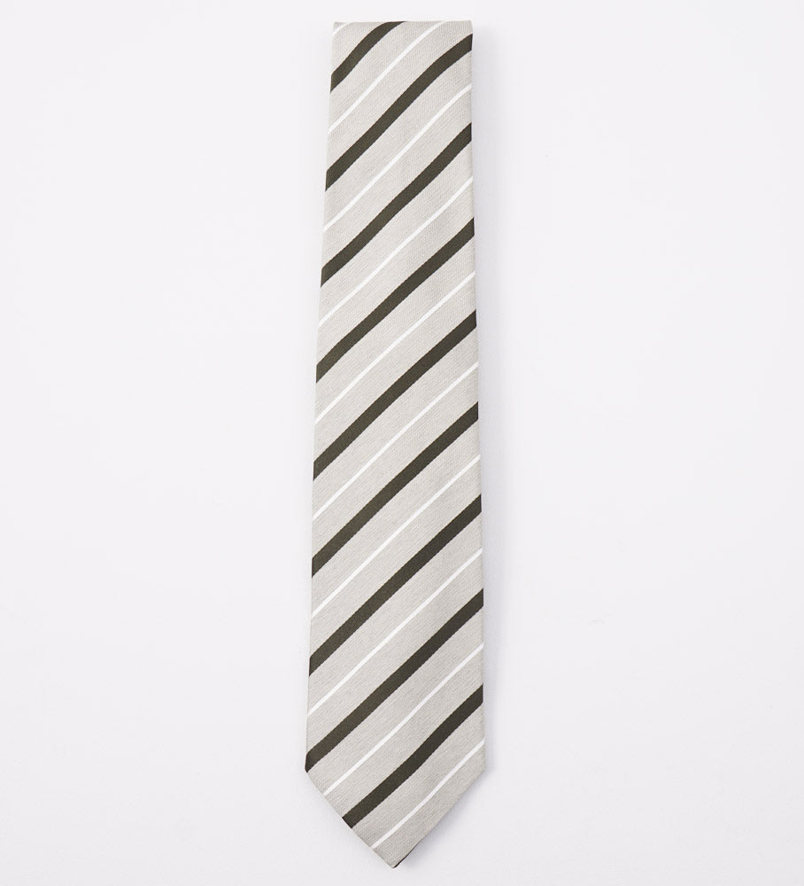 Cesare Attolini Green Ribbon Stripe Silk Tie - Top Shelf Apparel