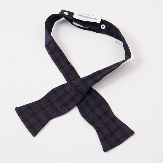 Brunello Cucinelli Purple Check Linen-Wool-Silk Bow Tie - Top Shelf Apparel