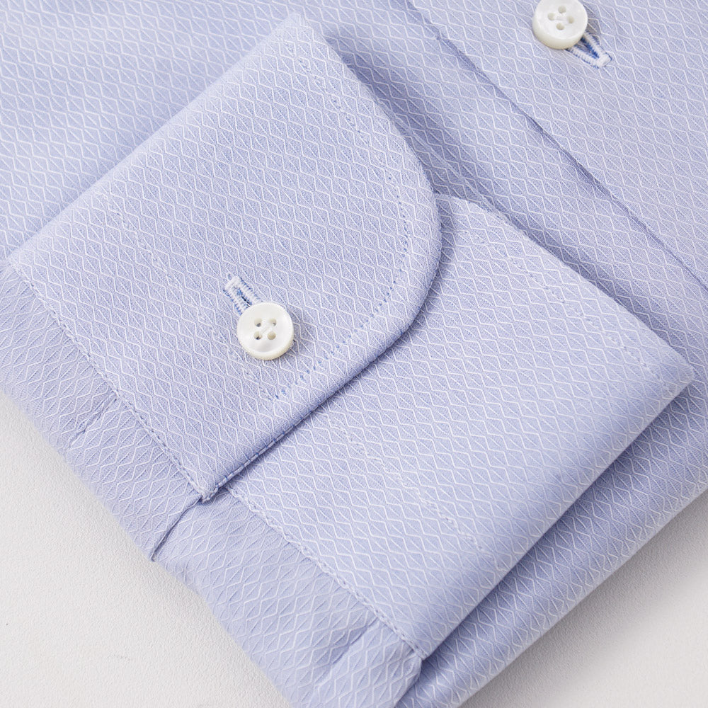 Barba Cotton Shirt in Blue Diamond Jacquard - Top Shelf Apparel
