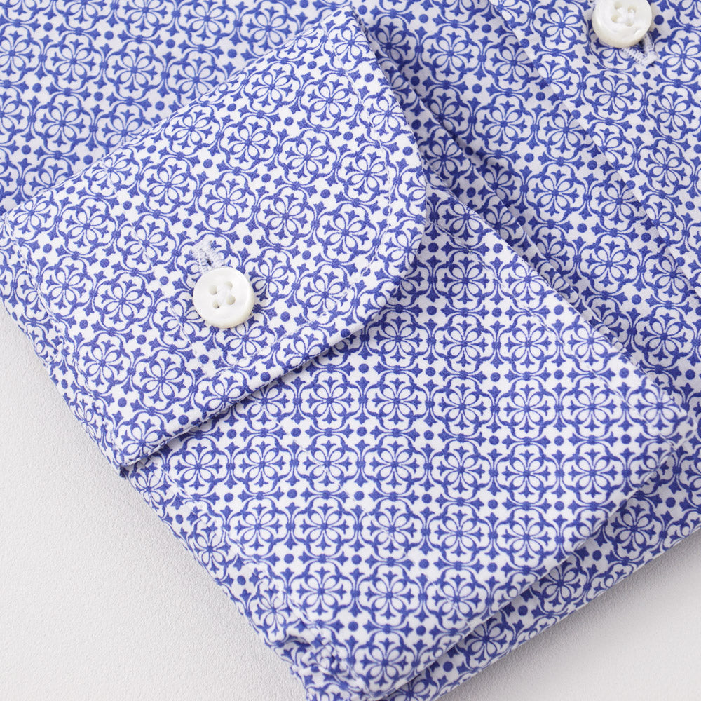 Barba Cotton Shirt in Navy Blue Floral Print - Top Shelf Apparel
