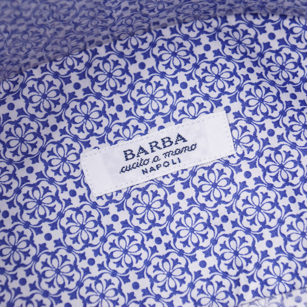 Barba Cotton Shirt in Navy Blue Floral Print - Top Shelf Apparel