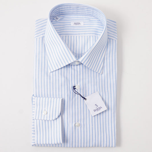 Barba Cotton-Linen Shirt in Sky Blue Stripe - Top Shelf Apparel