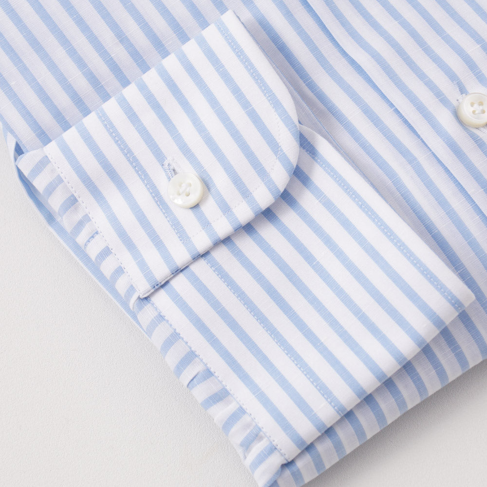 Barba Cotton-Linen Shirt in Sky Blue Stripe - Top Shelf Apparel