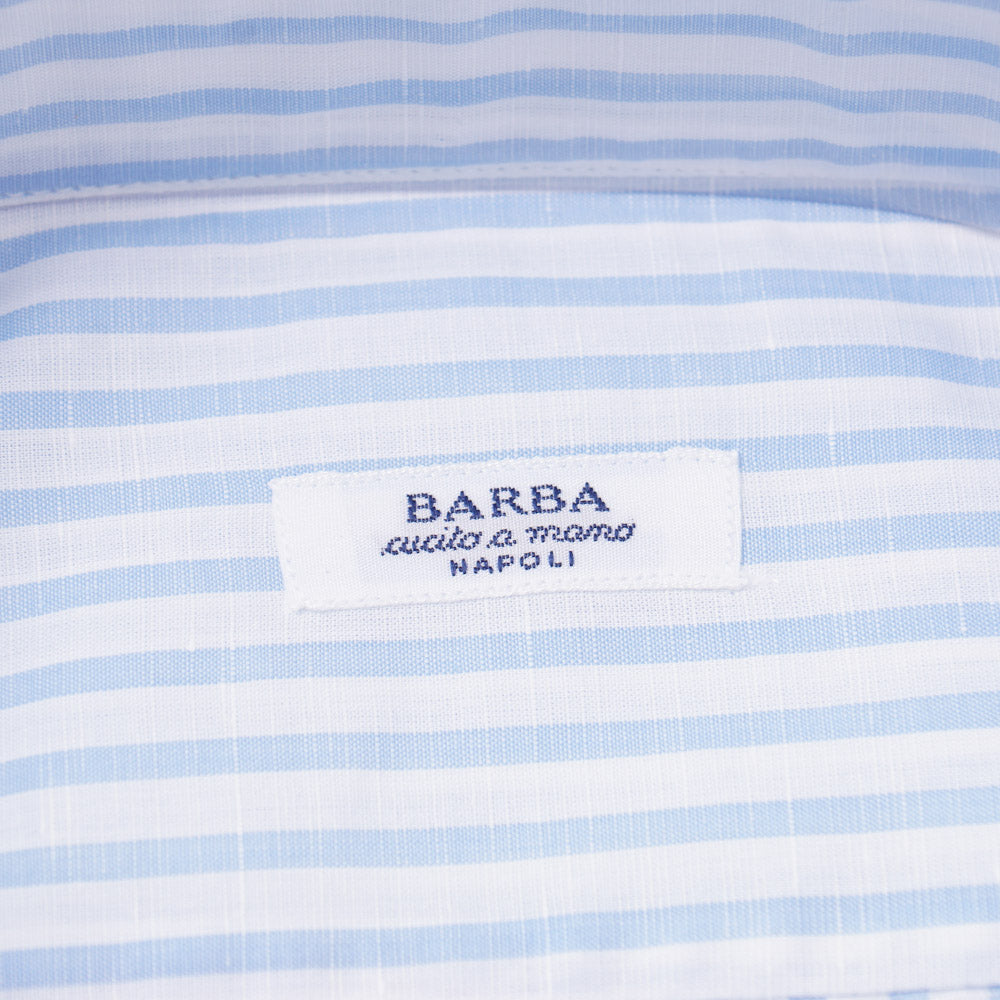 Barba Cotton-Linen Shirt in Sky Blue Stripe - Top Shelf Apparel