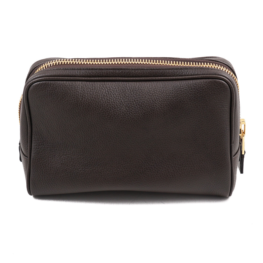 Toiletry Bag Black Grained Calfskin with CD Icon Signature
