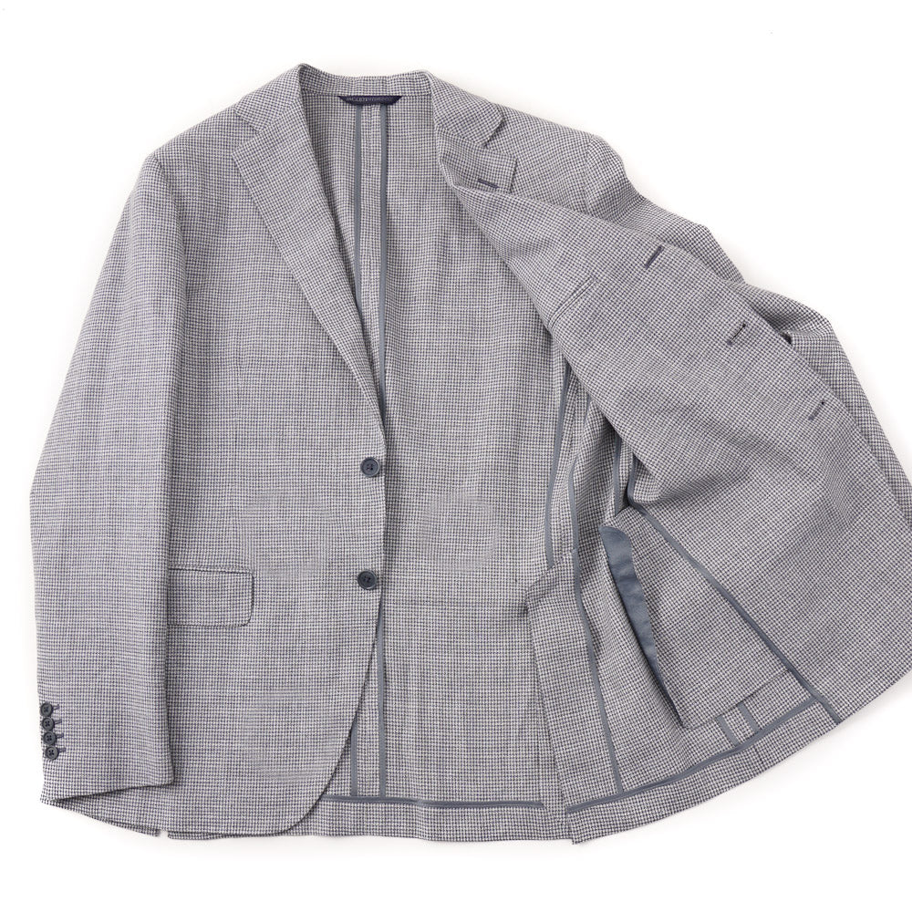 Belvest Blue Houndstooth Linen-Cotton Sport Coat - Top Shelf Apparel