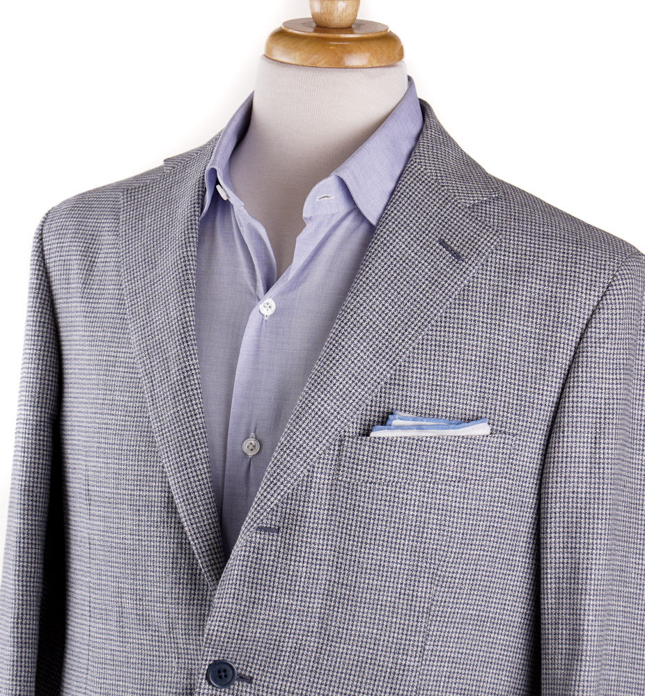 Belvest Blue Houndstooth Linen-Cotton Sport Coat - Top Shelf Apparel