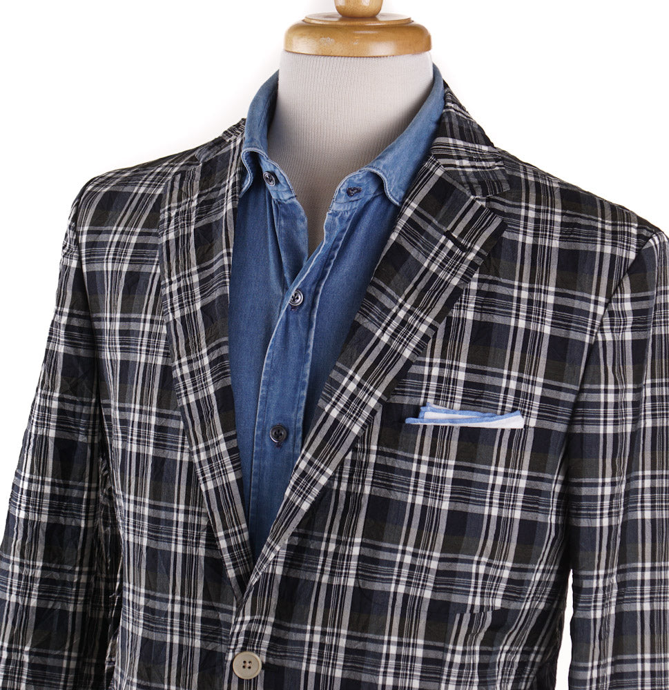 Belvest Ultra Light Wool Sport Coat in Navy Check Top Shelf Apparel