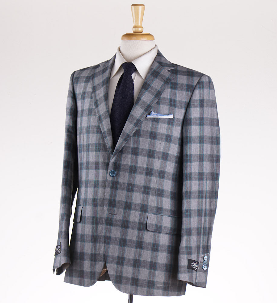 Belvest Gray Check Lightweight Silk and Linen Suit - Top Shelf Apparel