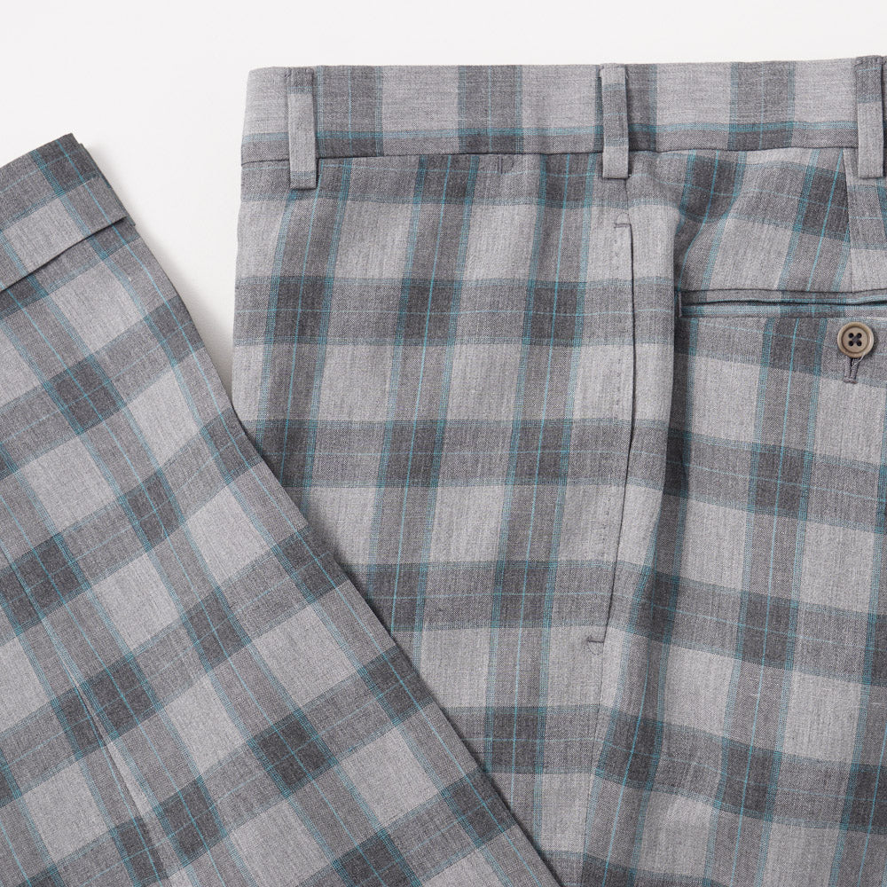 Belvest Gray Check Lightweight Silk and Linen Suit - Top Shelf Apparel