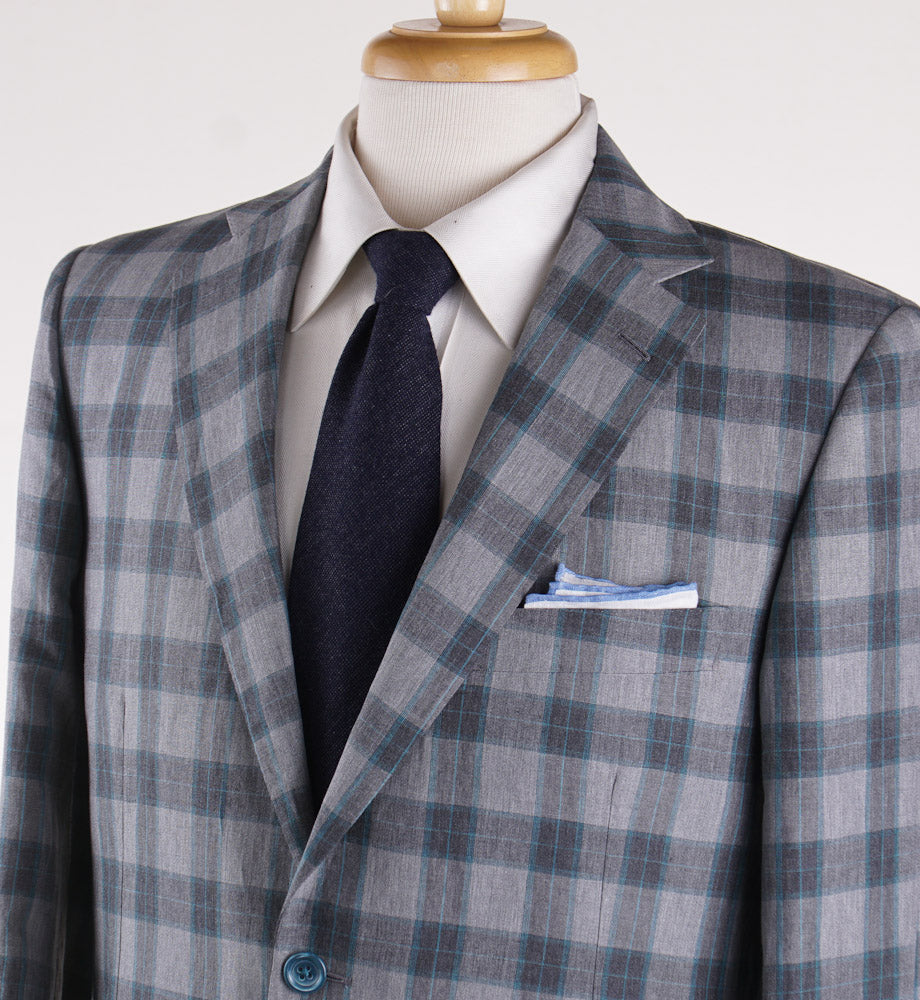 Belvest Gray Check Lightweight Silk and Linen Suit - Top Shelf Apparel