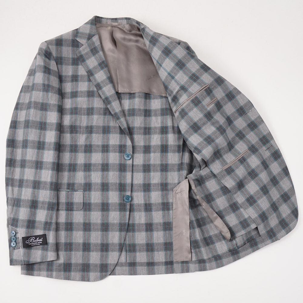 Belvest Gray Check Lightweight Silk and Linen Suit - Top Shelf Apparel