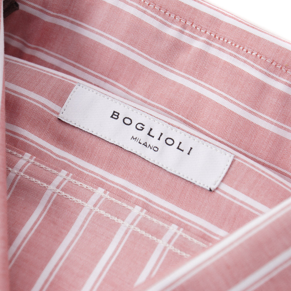Boglioli Slim-Fit Oxford Cotton Shirt in Pink Stripe - Top Shelf Apparel
