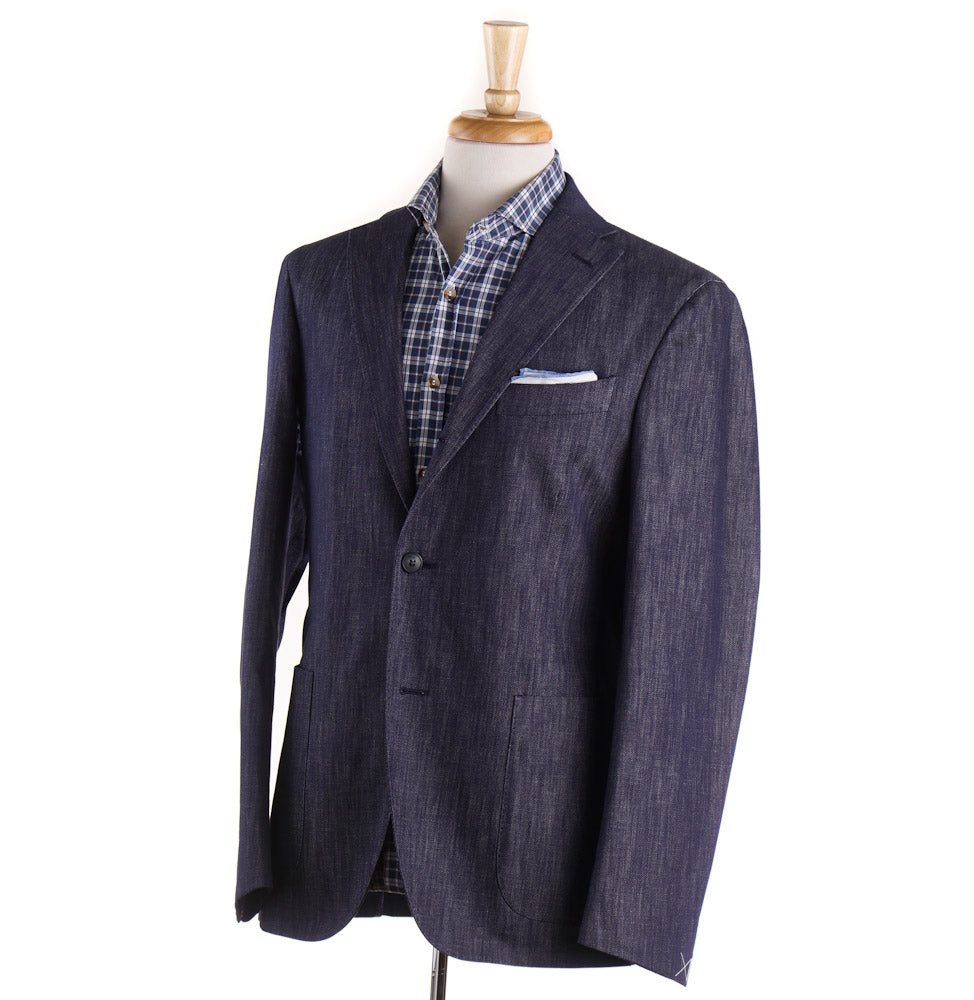 Boglioli Dark Blue Cotton and Silk Denim Suit - Top Shelf Apparel