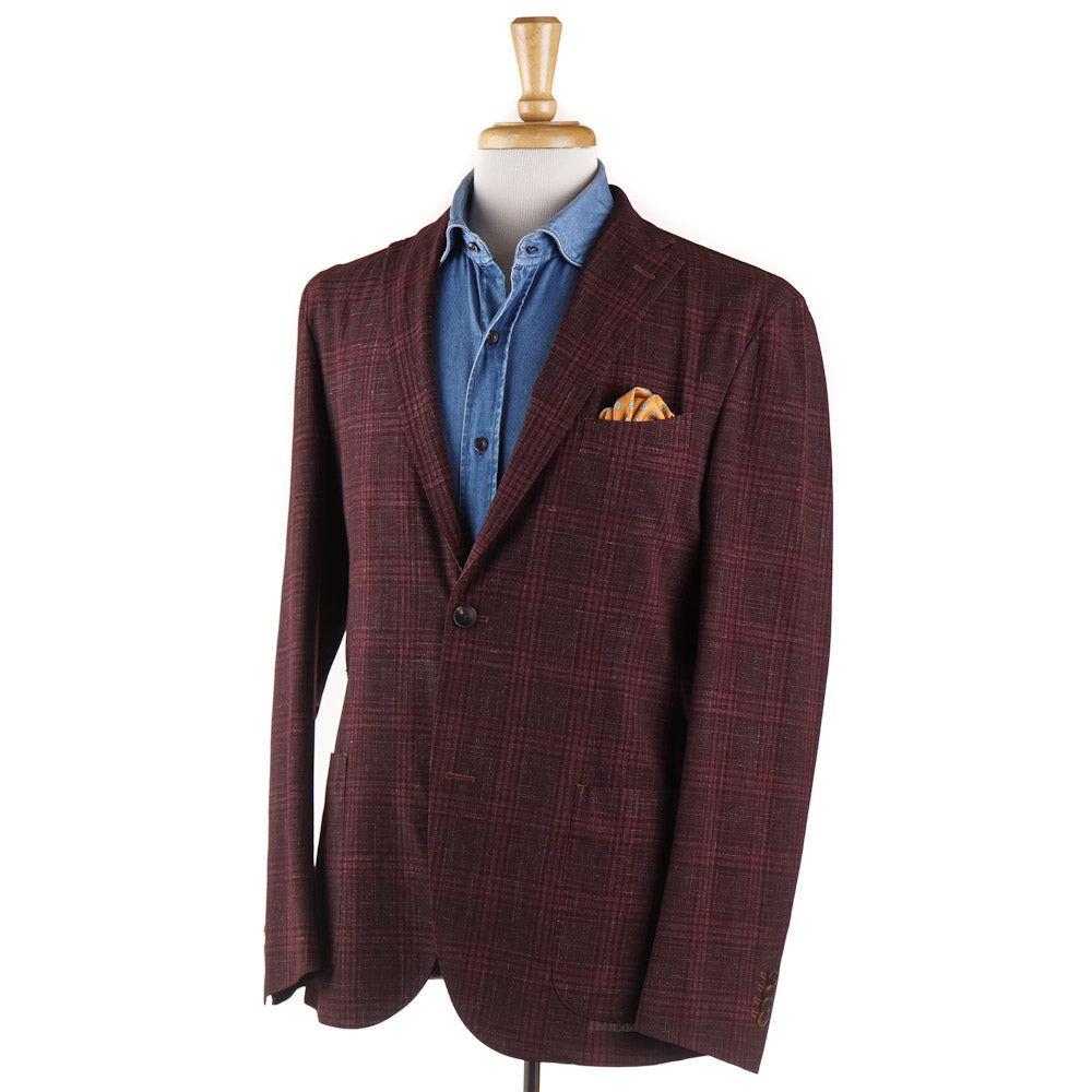 Boglioli Wool and Linen Sport Coat in Burgundy Check - Top Shelf Apparel