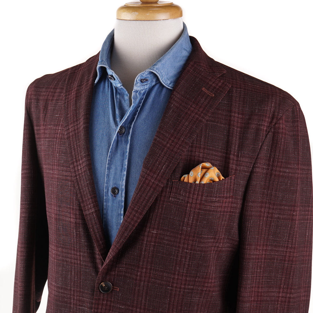 Boglioli Wool and Linen Sport Coat in Burgundy Check - Top Shelf Apparel
