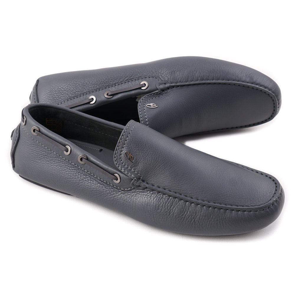 Brioni Gray Calf Leather Driving Loafers - Top Shelf Apparel