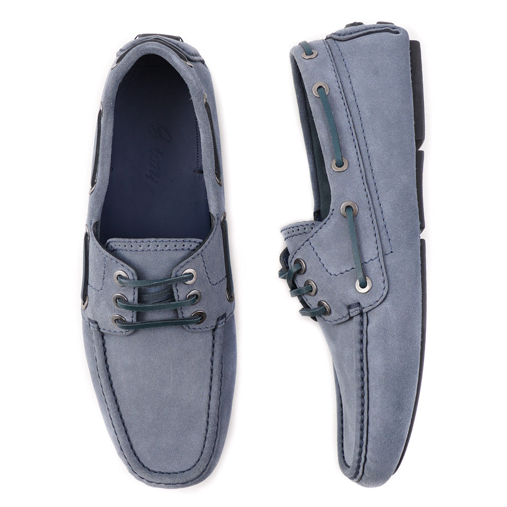 Brioni Blue Calf Suede Driving Loafers - Top Shelf Apparel