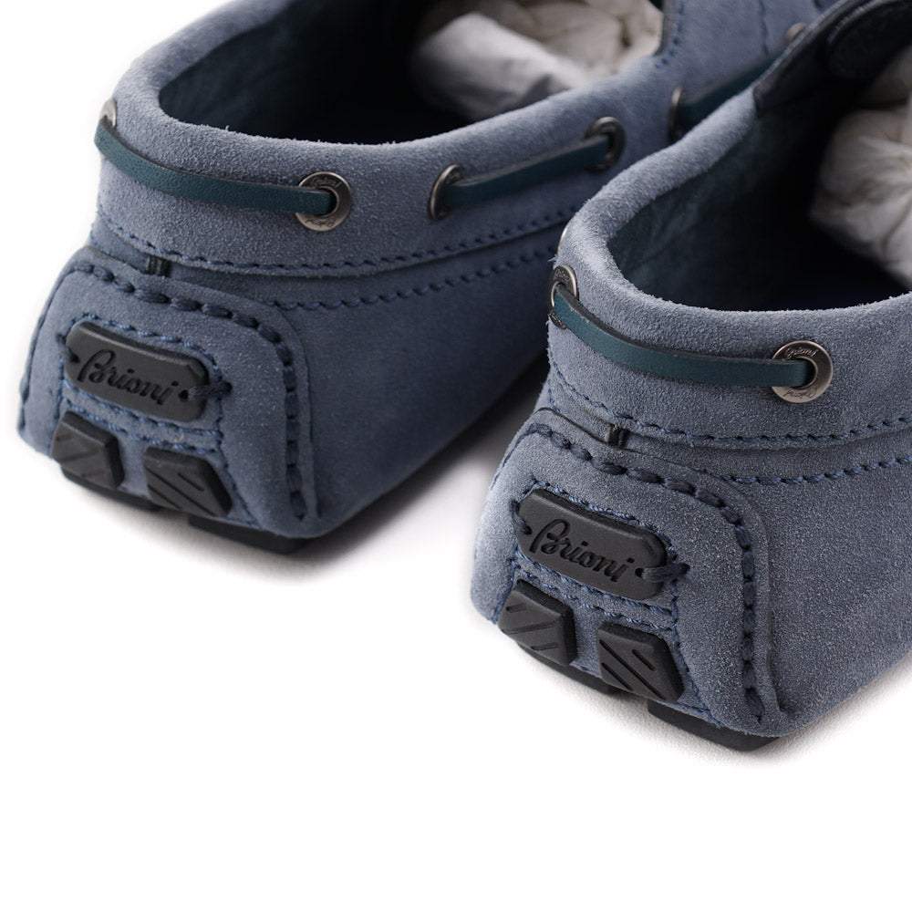 Brioni Blue Calf Suede Driving Loafers - Top Shelf Apparel