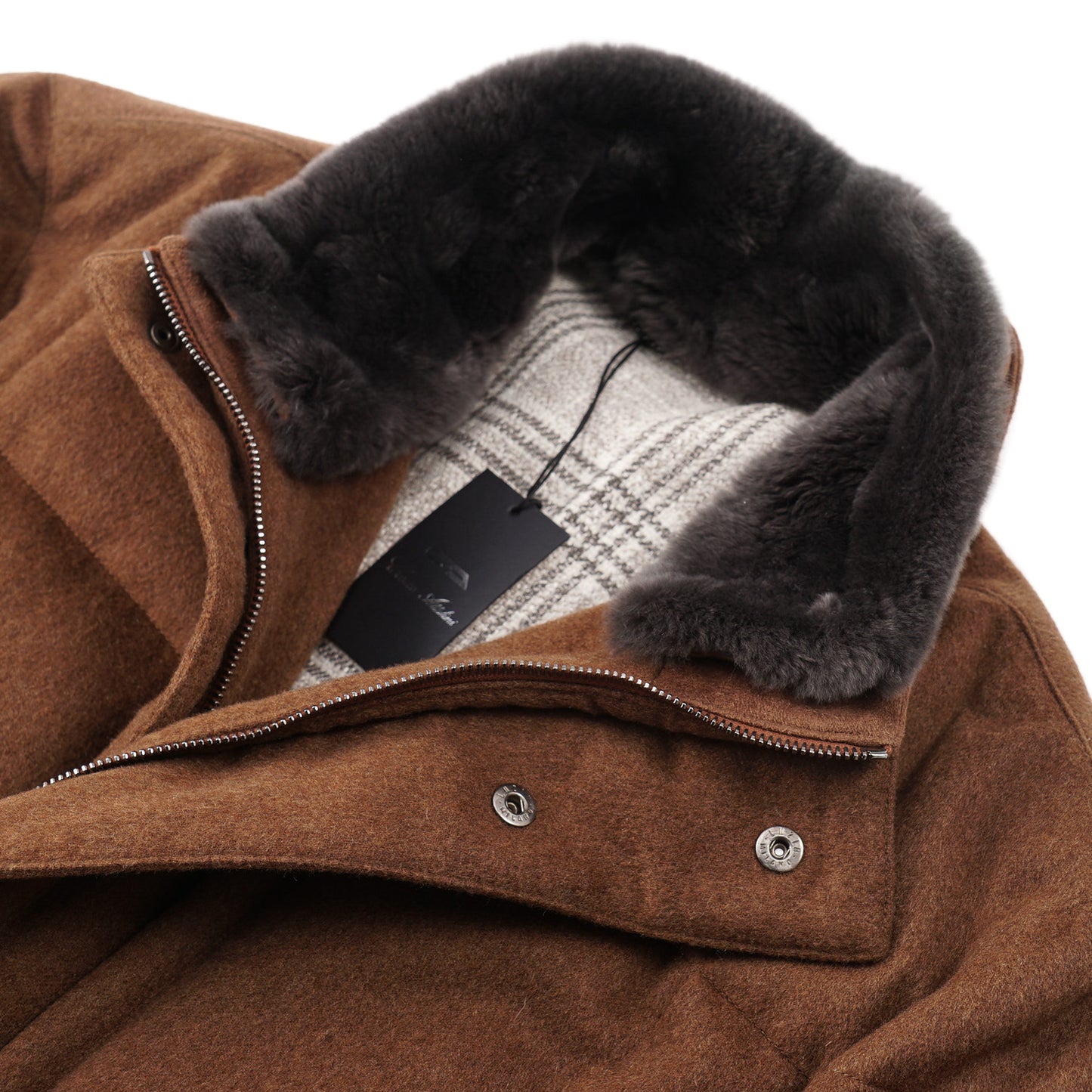 Cesare Attolini Down-Filled Cashmere Coat with Fur Collar - Top Shelf Apparel