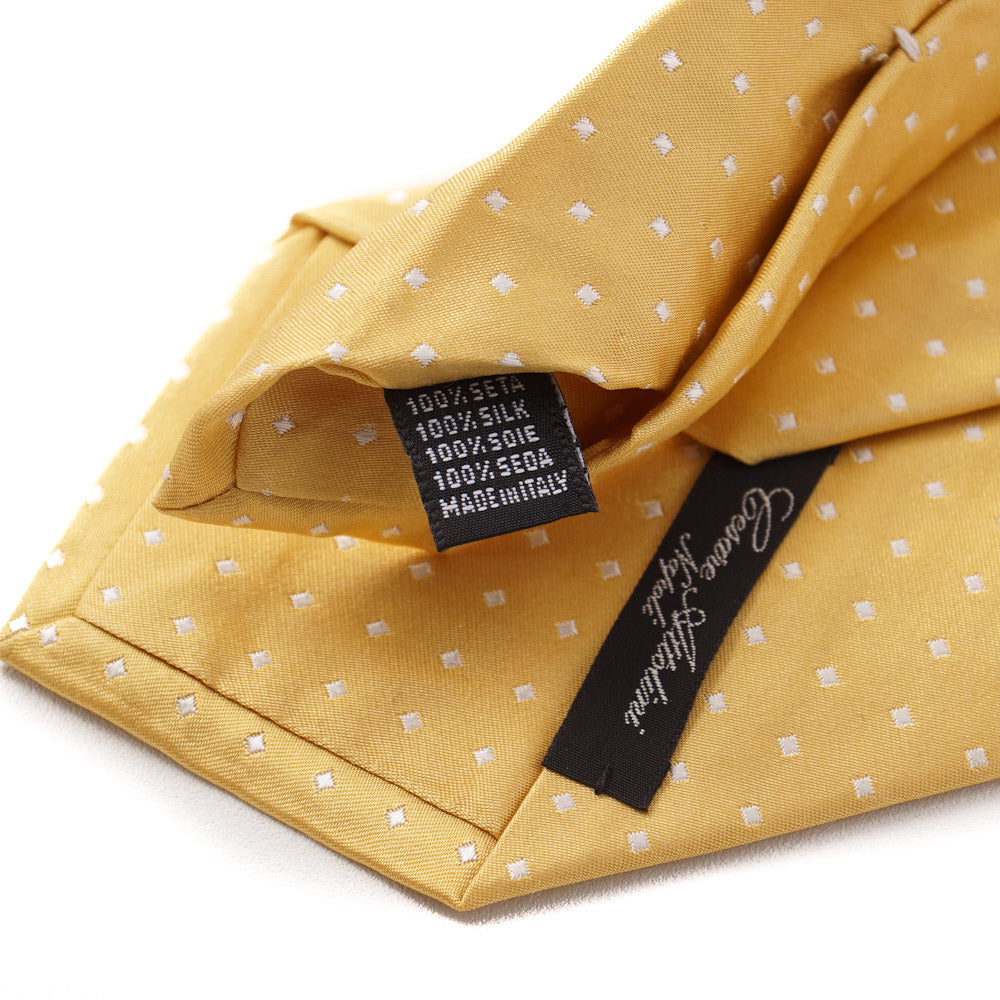 Cesare Attolini Yellow Jacquard Dot Silk Tie - Top Shelf Apparel