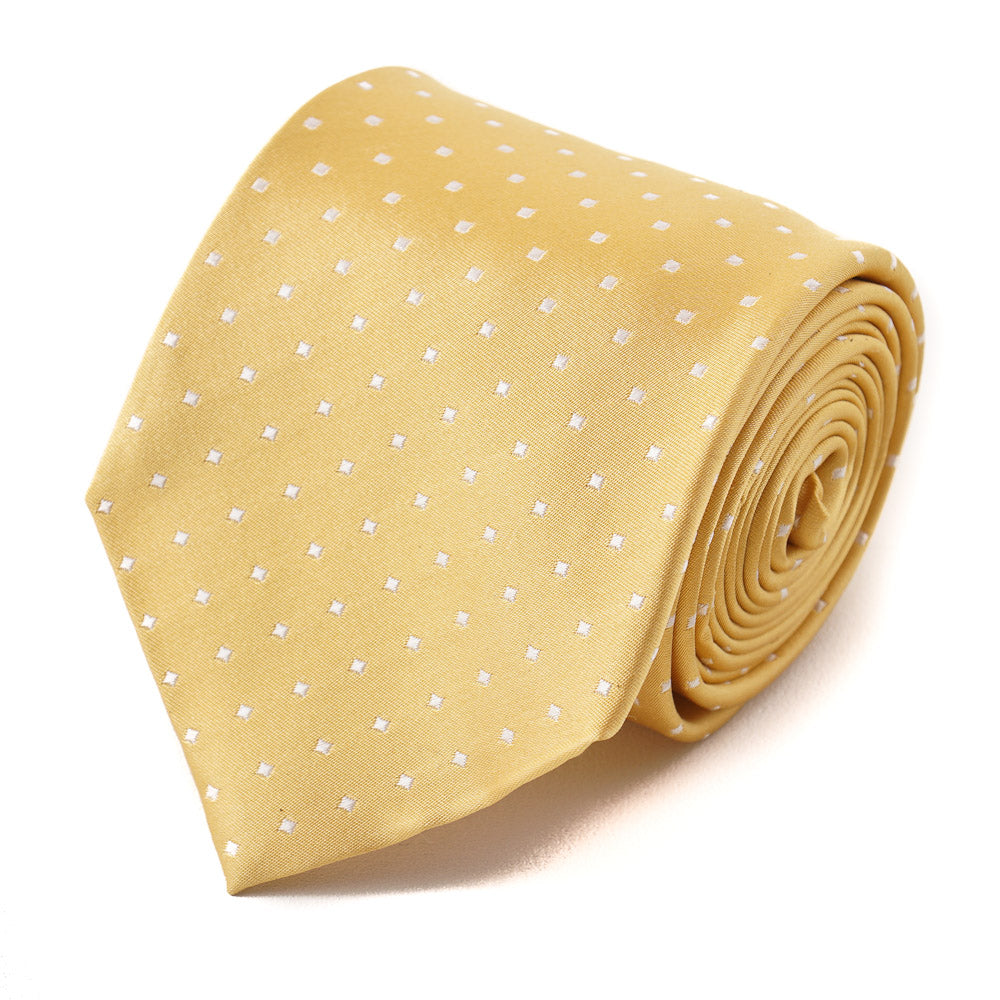 Cesare Attolini Yellow Jacquard Dot Silk Tie - Top Shelf Apparel