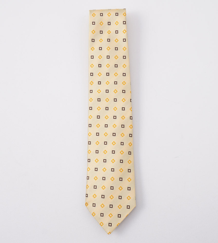 Cesare Attolini Yellow Jacquard Silk Tie - Top Shelf Apparel