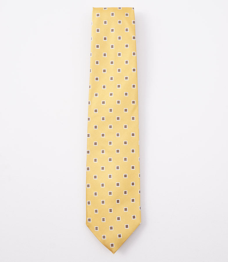 Cesare Attolini Yellow Jacquard Silk Tie - Top Shelf Apparel