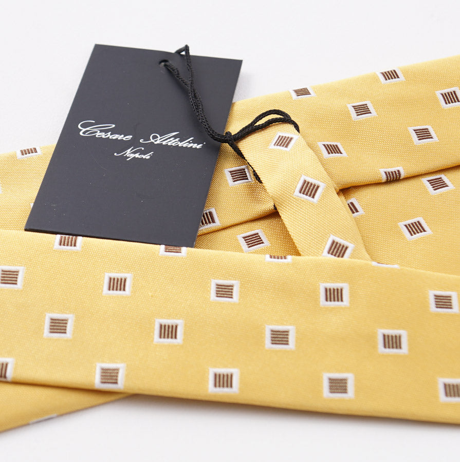 Cesare Attolini Yellow Jacquard Silk Tie – Top Shelf Apparel